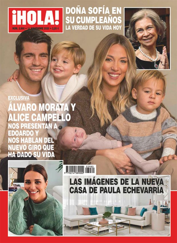 Alice Campello y Álvaro Morata con sus tres hijos