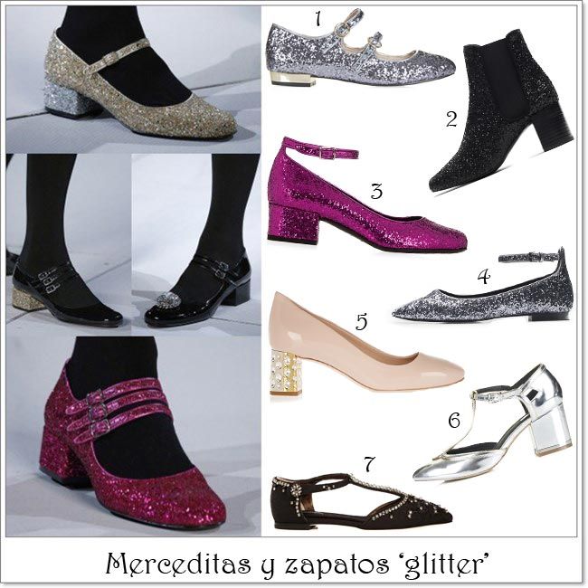 Merceditas y zapatos 'glitter'