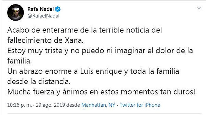 El mundo del deporte se vuelca con Luis Enrique tras la muerte de su hija