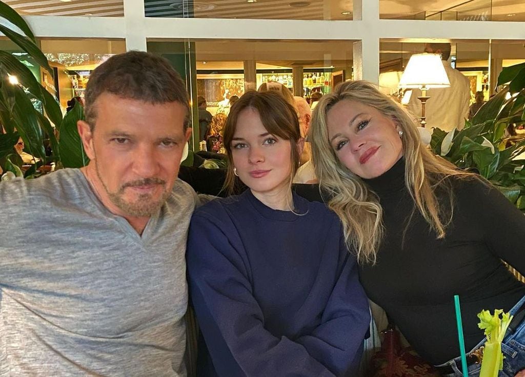 Antonio Banderas con su hija Stella y su exmujer Melanie Griffith