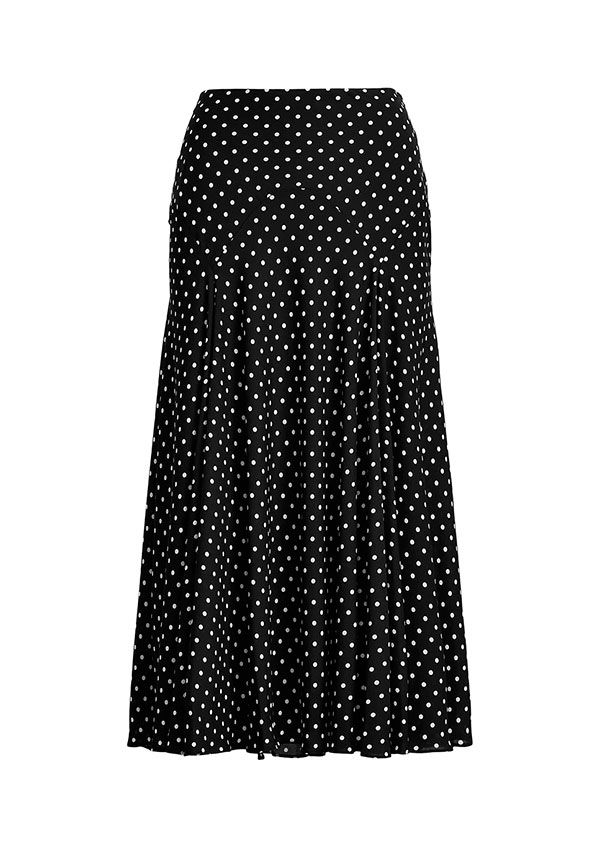 falda midi plisada lunares negro primavera