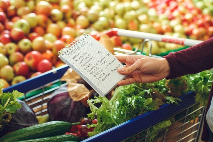 mujer con la lista de la compra