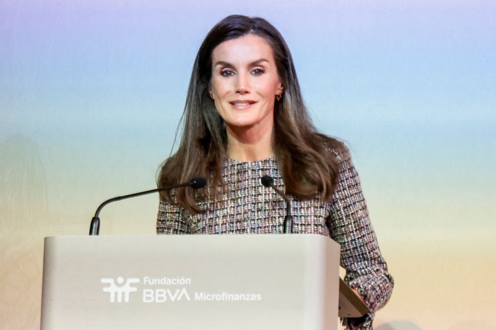 La Reina Letizia  en el acto organizado por la Fundación Microfianzas BBVA