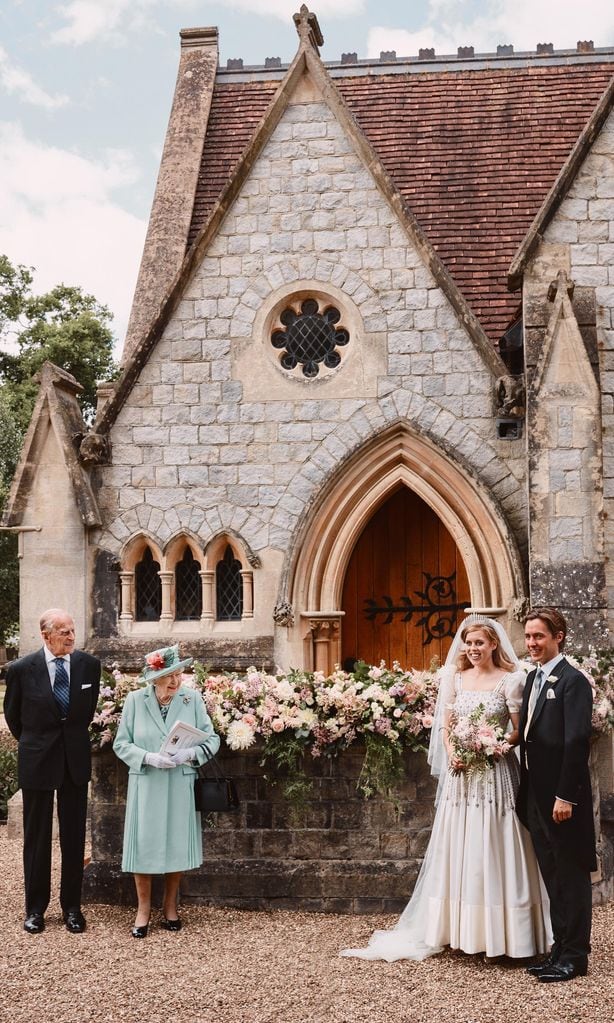 princess beatrice and mr mapelli mozzi are photographed with the queen and the duke of edinburgh 