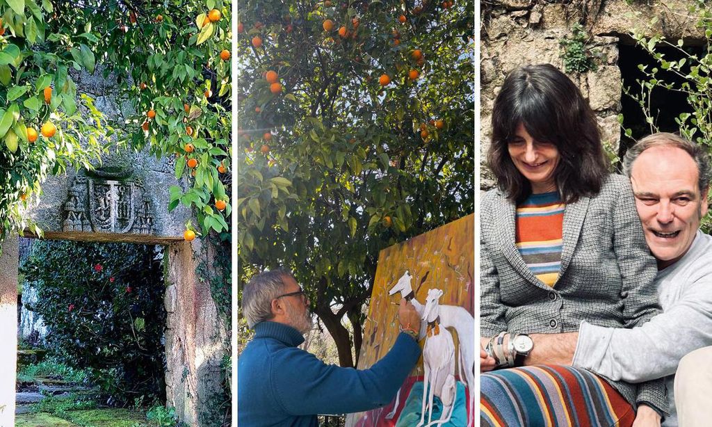 
Arriba, ruinas del jardín rodeadas de naturaleza.