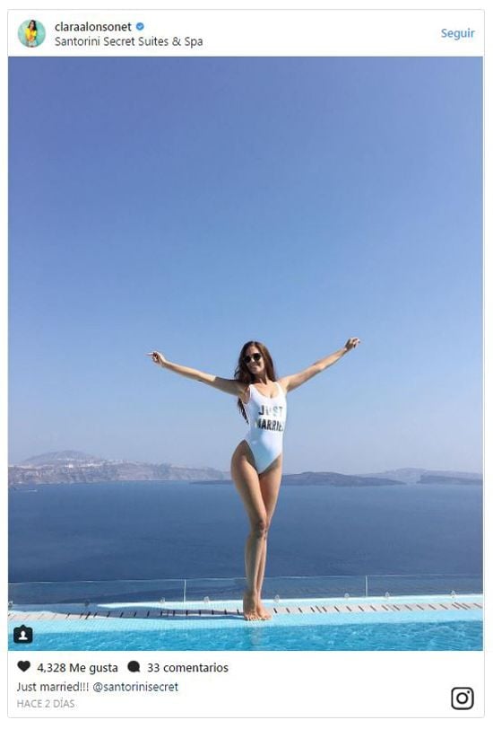 Clara Alonso y su luna de miel de ensueño en Santorini