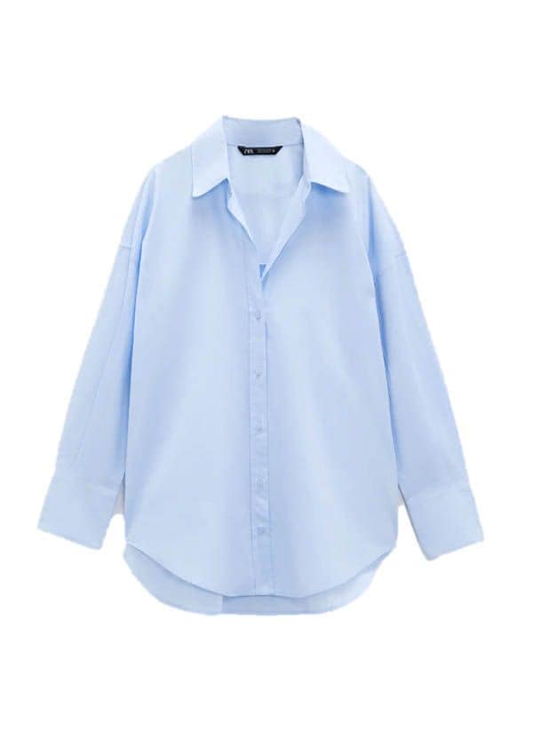 3 camisa clasica azul zara mujer