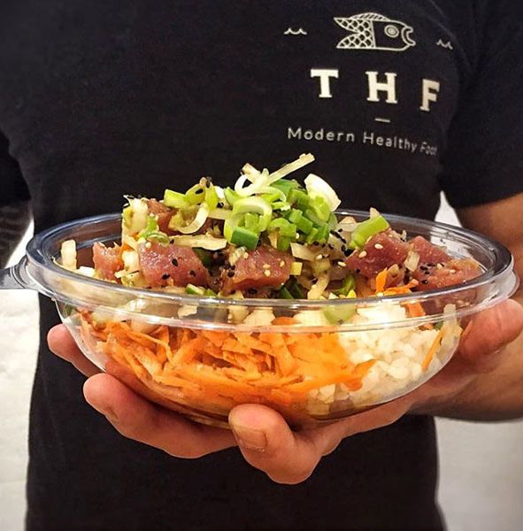 Poke Bowl, en su versión take away, en el nuevo restaurante barcelonés 'The Hip Fish'.
