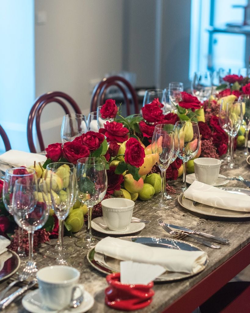 Decoración de bodas con frutas y verduras bicolor