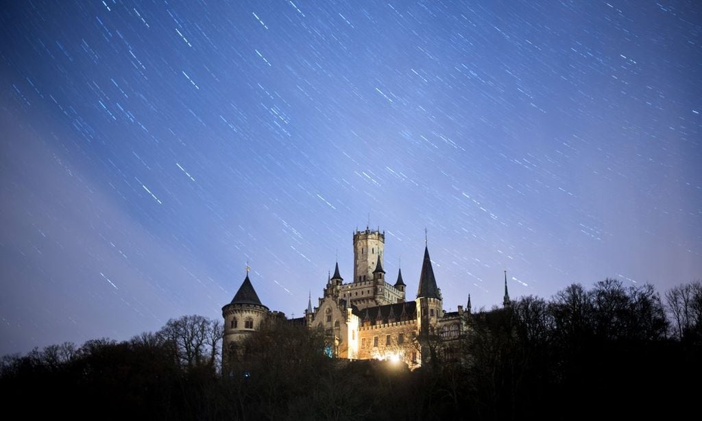 Starry sky above Marienburg Castle