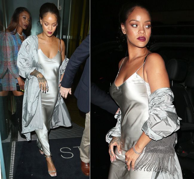 Rihanna slip dress look invitada