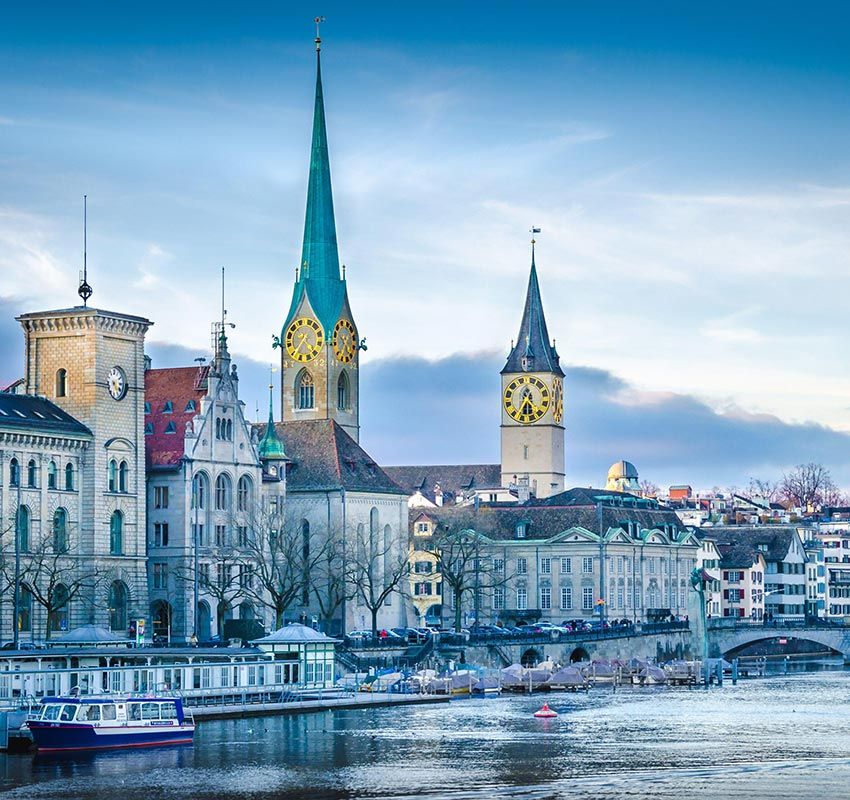 Panorámica de Zurich y el lago, Suiza