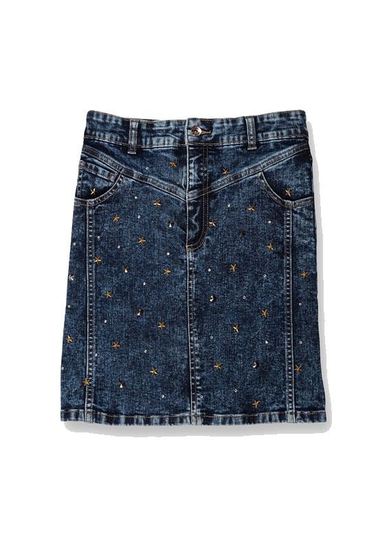 falda denim mini tachas