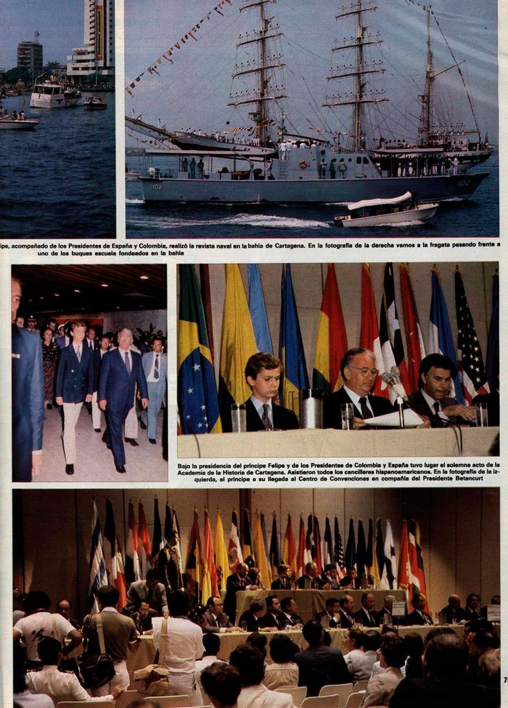 Junio 1983. Cartagena, Colombia. Primer viaje en solitario del príncipe de Asturias, Felipe de Borbón.