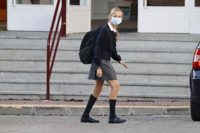 La princesa Leonor en su llegada al colegio