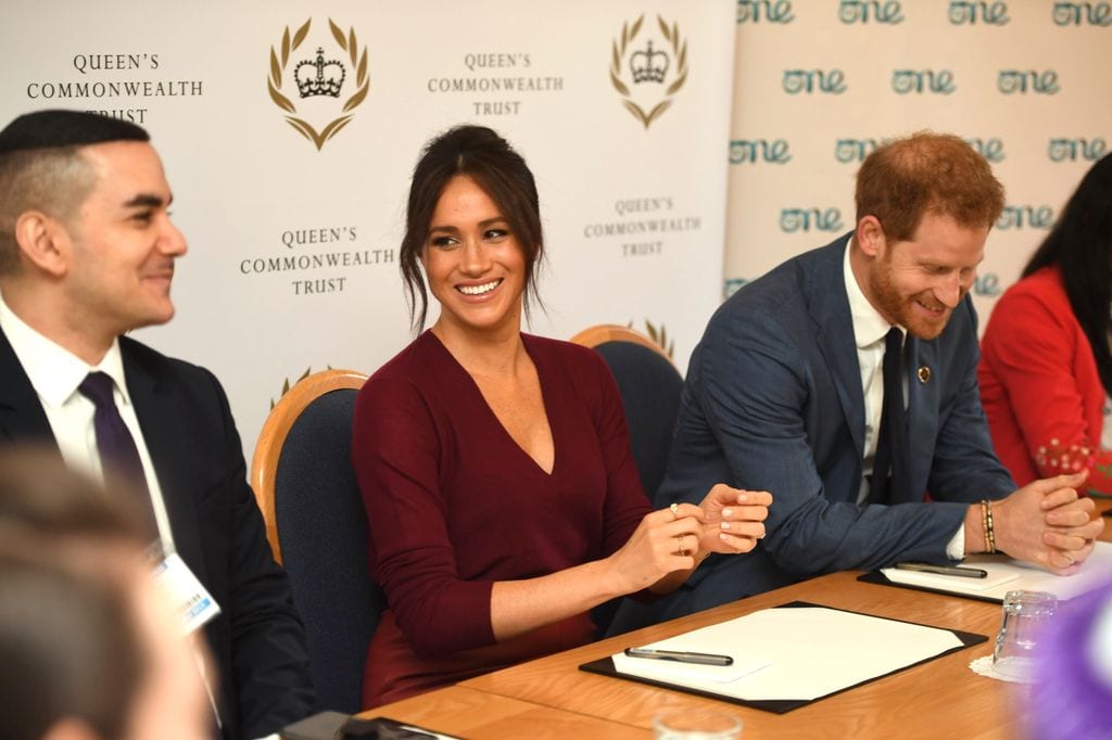 Los duques de Sussex en una mesa redonda sobre igualdad de género con el Queen's Commonwealth Trust en Windsor en octubre de 2019