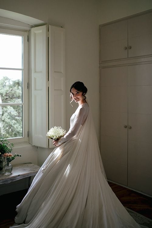 Vestido de novia clásico romántico de otoño