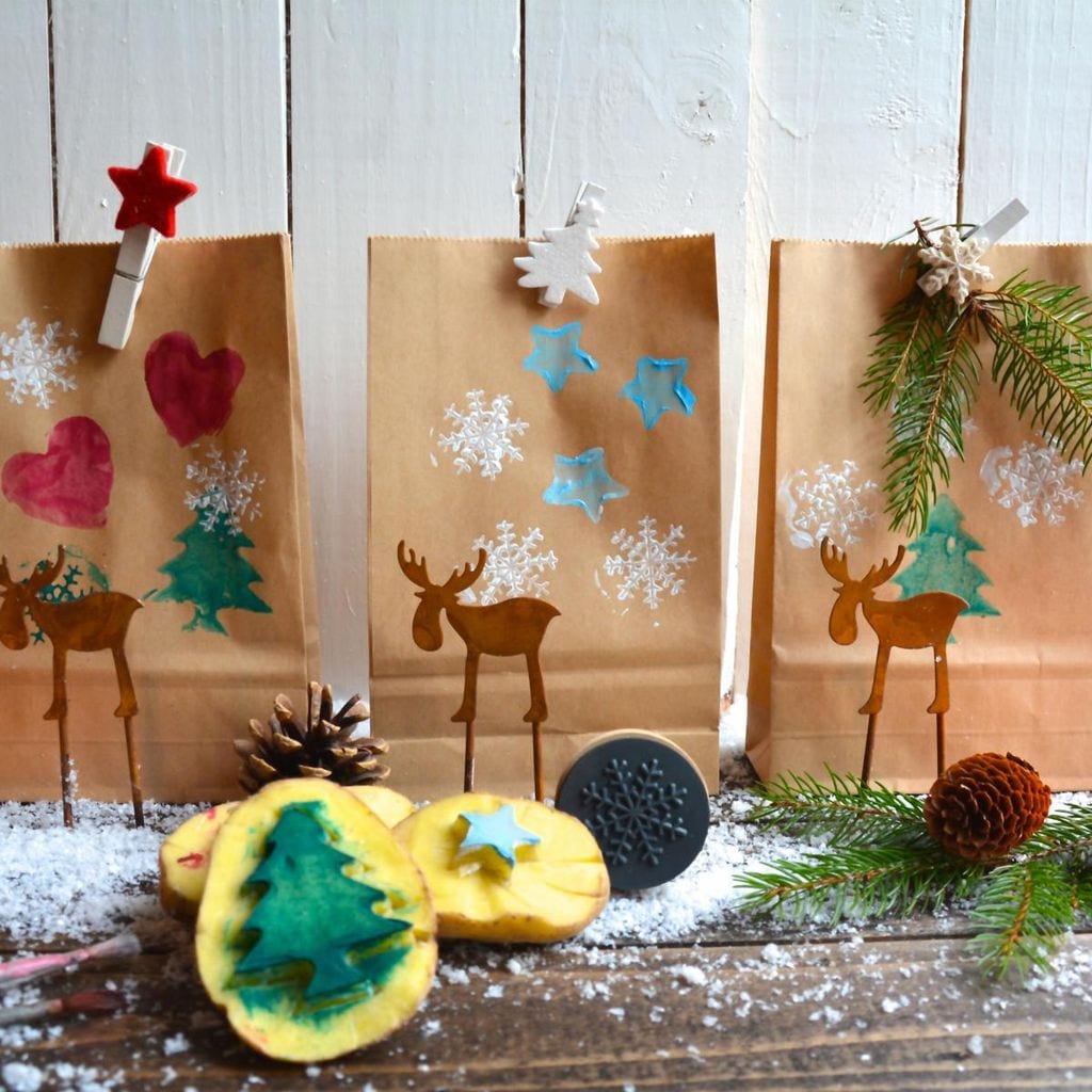bolsas de navidad decoradas con sellos