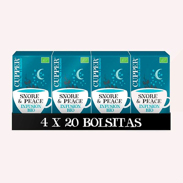 Cupper - Pack de 4 Cajas de 20 Bolsitas de Infusiones Ecológicas Snore&Peace