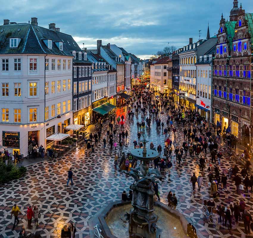 Strøget, la calle peatonal más larga del mundo, Copenhague