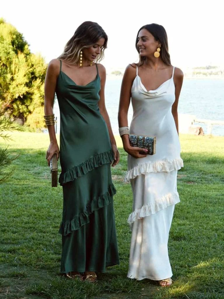 Vestidos de invitada de boda con volantes Margarita Trasquilá