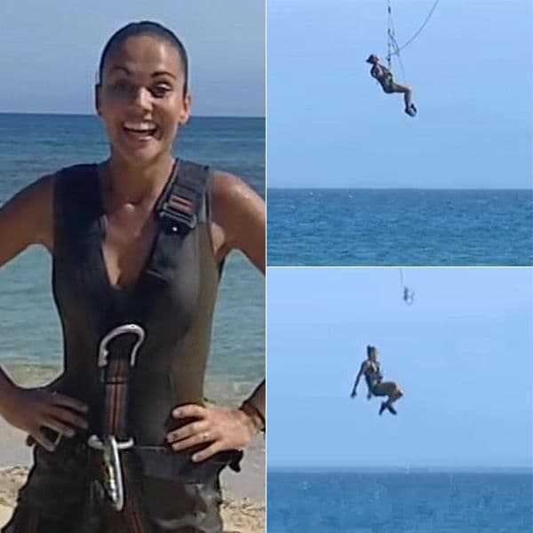 Convertida en una auténtica Lara Croft, la novia de Fernando Alonso saltó desde el helicóptero al mar y al llegar a tierra firme declaró: “¡Qué adrenalina, Jorge! ¡Tengo el pulso para robar panderetas!”
