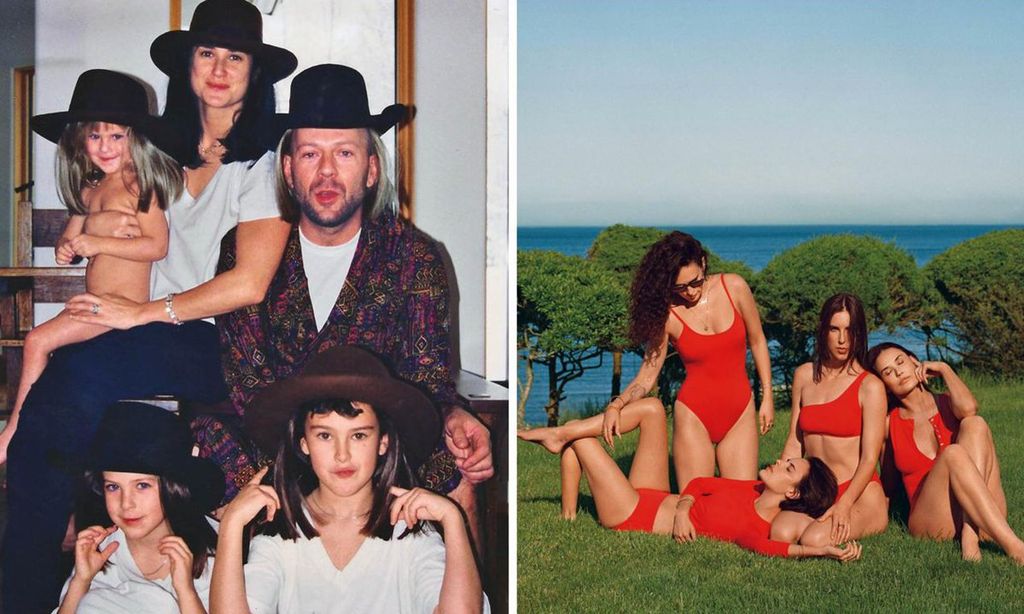 
Demi y Bruce Willis con sus tres hijas en sus tiempos felices como matrimonio. Al lado, Rumer, Scout, Demi y Tallulah, tumbada sobre el césped (con bañadores y bikinis rojos, de Andie), en East Hampton, Nueva York.
