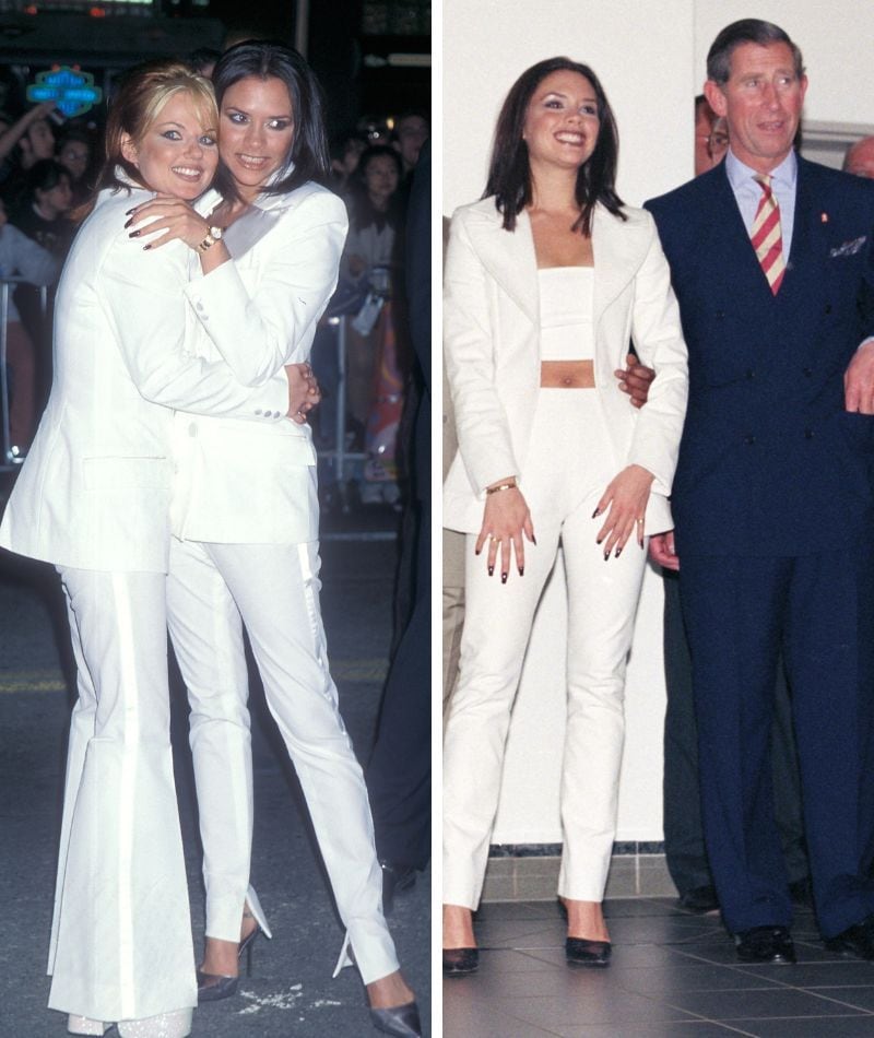 Victoria Beckham con traje blanco