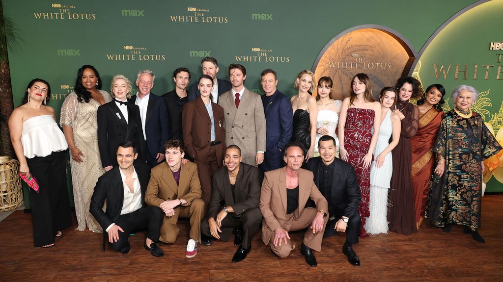 Morgana O'Reilly, Natasha Rothwell, Carrie Coon, Mike White, David Bernad, Charlotte Le Bon, Patrick Schwarzenegger, Jason Isaacs, Leslie Bibb, Lalisa Manobal, Aimee Lou Wood, Sarah Catherine Hook, Parker Posey, Shalini Peiris, Lek Patravadi, Arnas Fedaravicius Julian Kostov, Sam Nivola, Walton Goggins and Tayme Thapthimthong attending 'The White Lotus' Season 3 premiere, Los Angeles, California, USA - 10 Feb 2025 *** Local Caption *** .