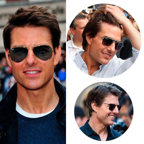 Tom Cruise tiene el clásico mentón cuadrado, que funciona tanto con la gafa de estilo aviador...
