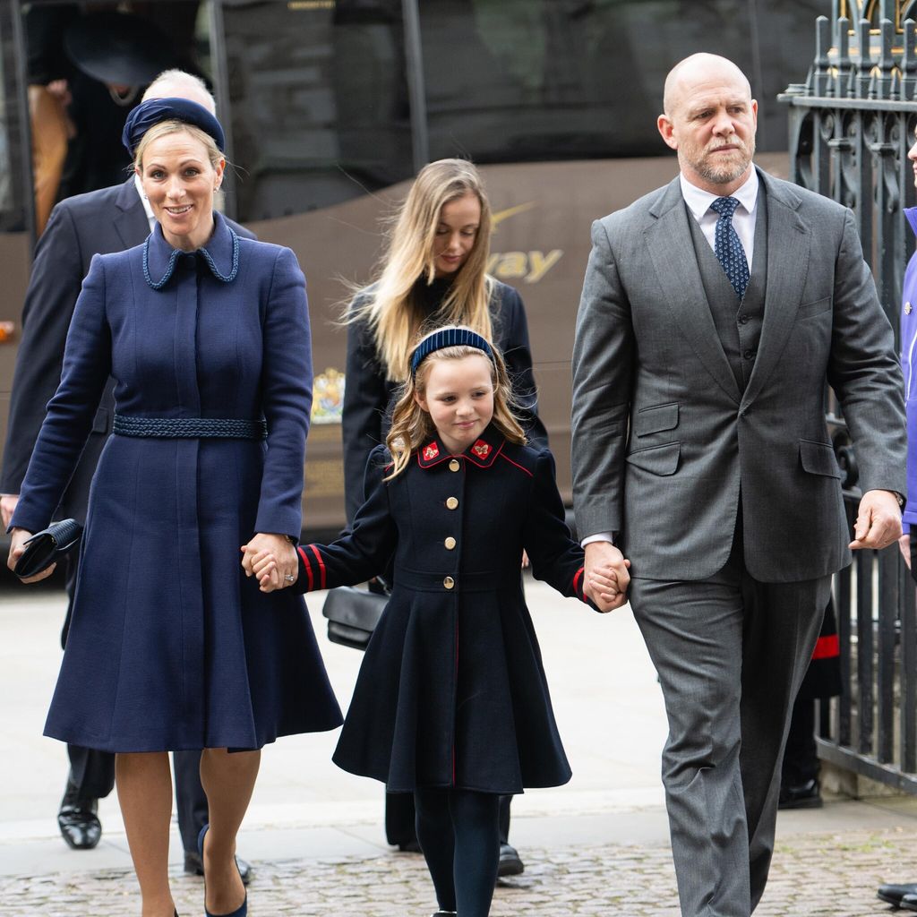 mia tindall arrived at westminster abbey walking hand in hand with her parents zara and mike tindall 