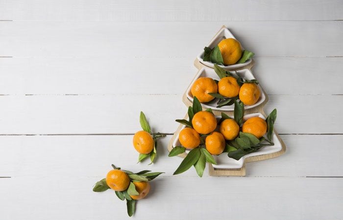 Árbol de Navidad hecho con mandarinas