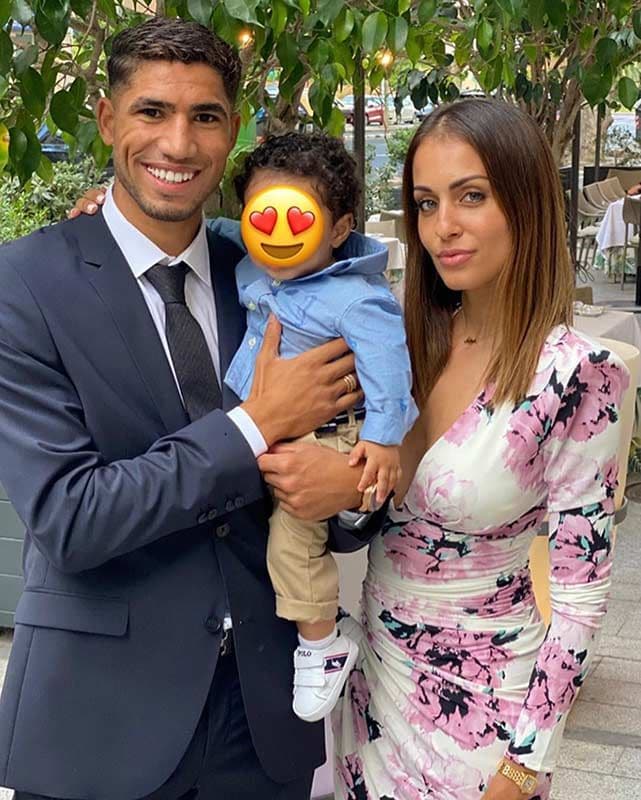 Hiba Abouk y Achraf Hakimi se van de boda con el pequeño Amin