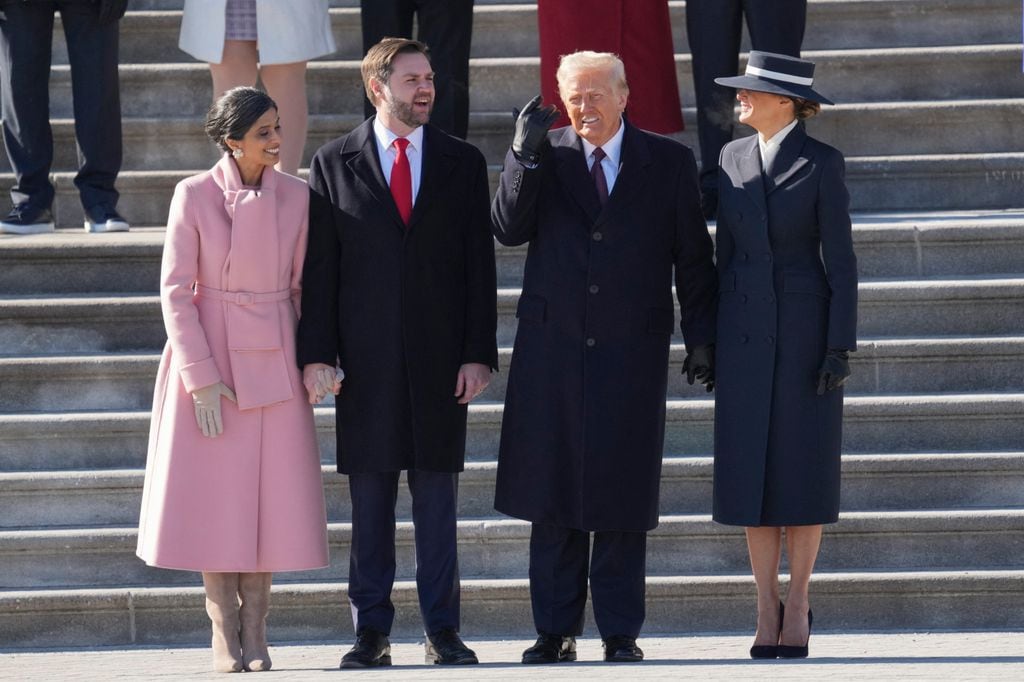 Segunda Dama Usha Vance, Vice Presidente JD Vance, Presidente Donald Trump and Primera Dama Melania Trump 