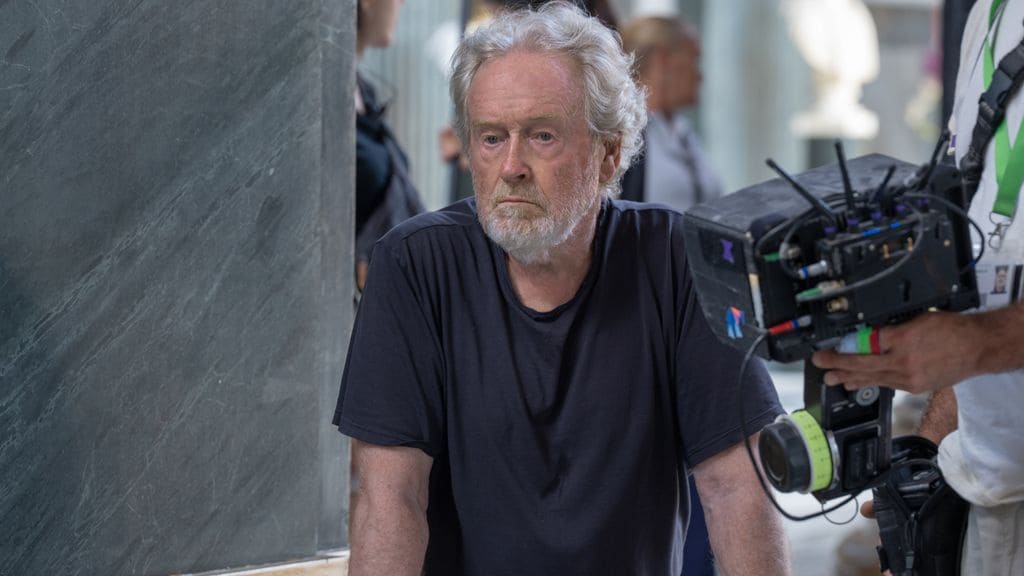 Director Ridley Scott on the set of Gladiator II from Paramount Pictures. 