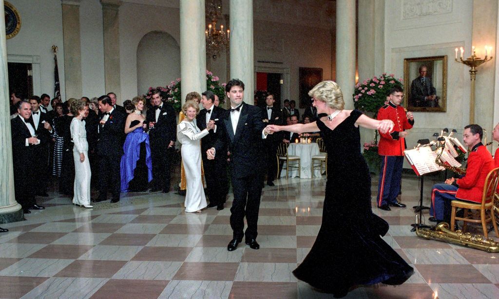 Princess Diana Dancing with John Travolta in Cross Hall at the White House