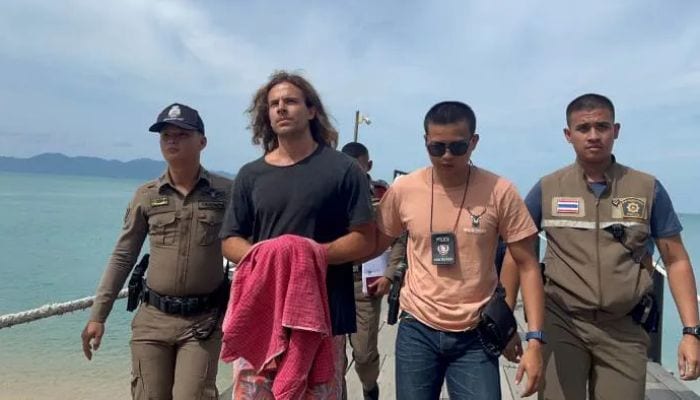 Daniel Sancho con la policía en Tailandia