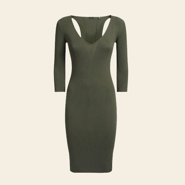 vestido de punto verde militar guess