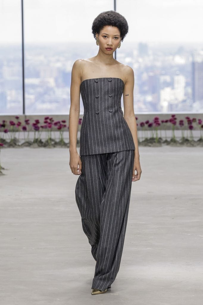 Lineisy Montero parades on the catwalk during the fashion parade Carolina Herrera Ready to Wear Autumn/Winter 2025-2026, as part of the New York Fashion Week, on February 10, 2025 in New York. 