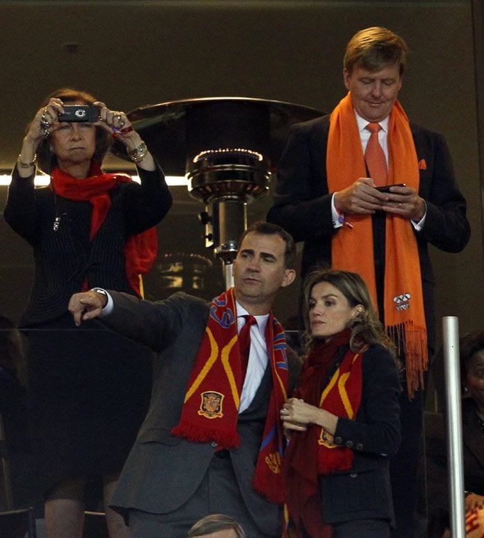 Los reyes Felipe y Letizia durante la final que ganó España en el Mundial de 2010