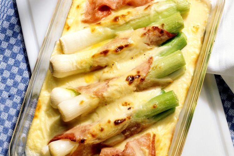 puerros gratinados