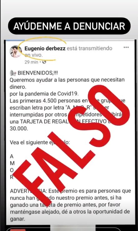 Eugenio Derbez alerta a sus seguidores de fraude a su nombre