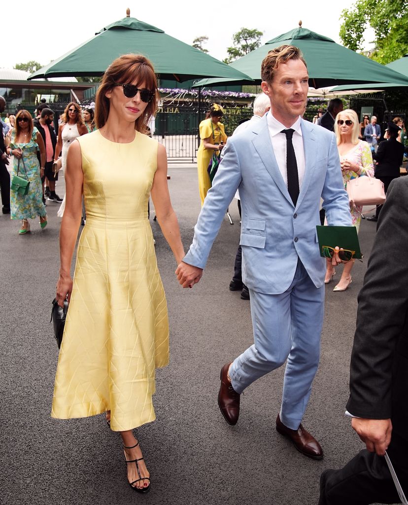 Benedict Cumberbatch y Sophie Hunter en la final de Wimbledon 2024