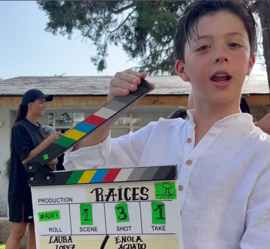 Enzo, the son of 'Guti' and Romina Belluscio, star of the short film 'Raíces' 