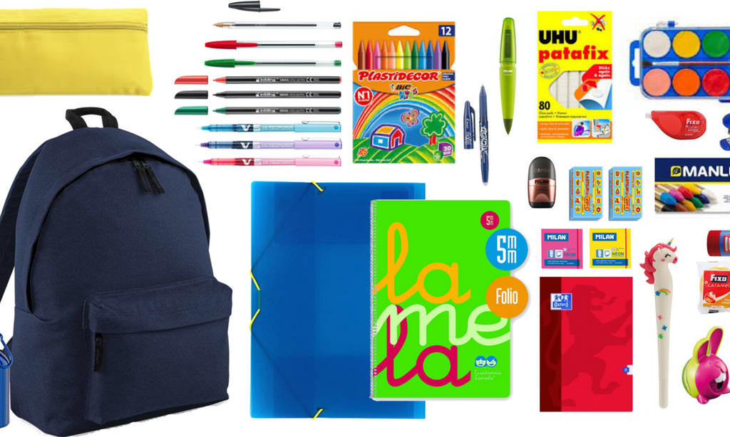 pack de material escolar valorado en 100 