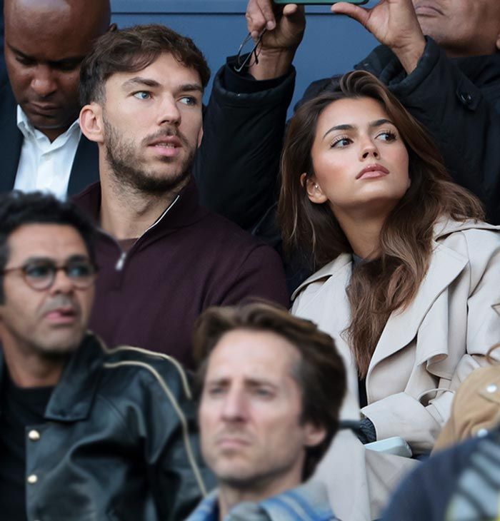 Kika Cerqueira y Pierre Gasly en la semifinal de la Champions