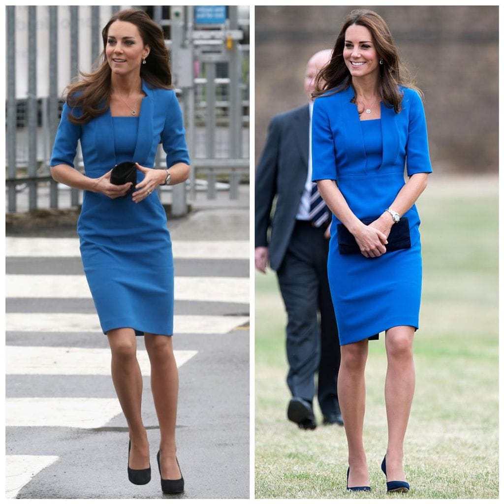 kate middleton con vestido azul de l k bennet dos veces en 2014