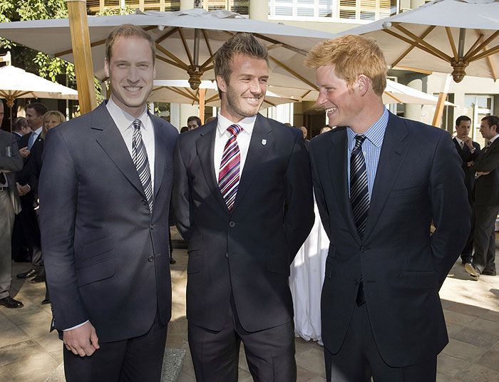 David Beckham con los príncipes Guillermo y Harry