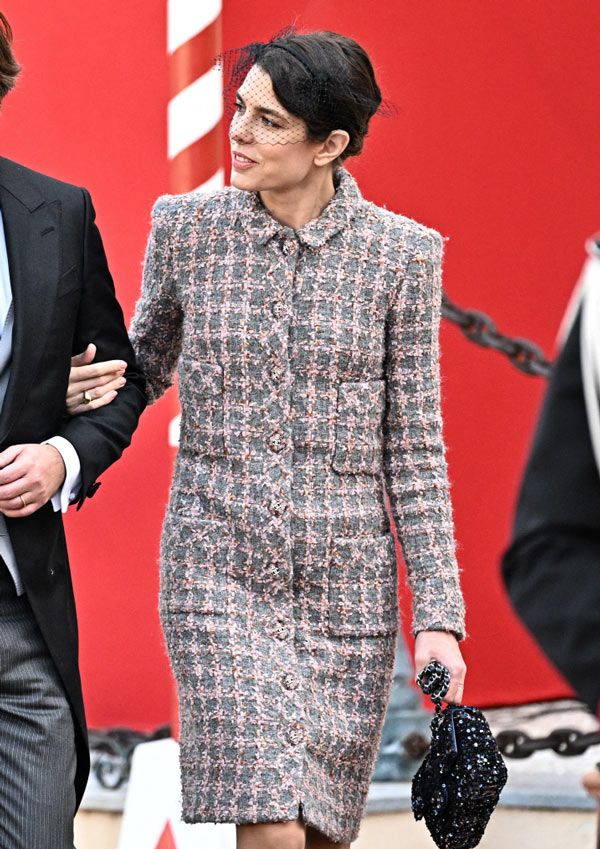 Carlota Casiraghi con vestido de tweed en el Día Nacional de Mónaco