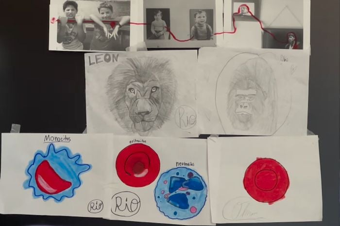 Sergio Peris-Mencheta muestra los dibujos de sus hijos, Río y Olmo